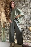 Basso Shirring Wide Leg Pant Khaki